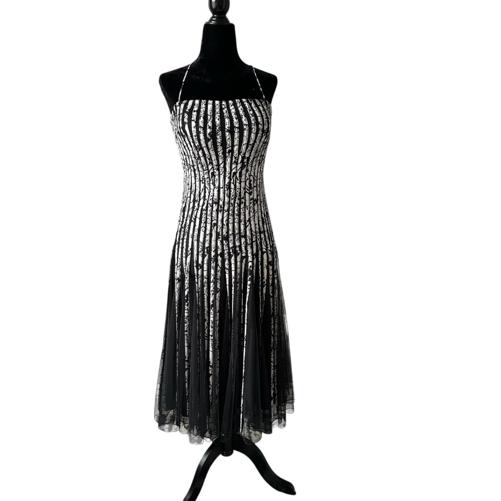 Elegant Black and White Striped Dress size 6